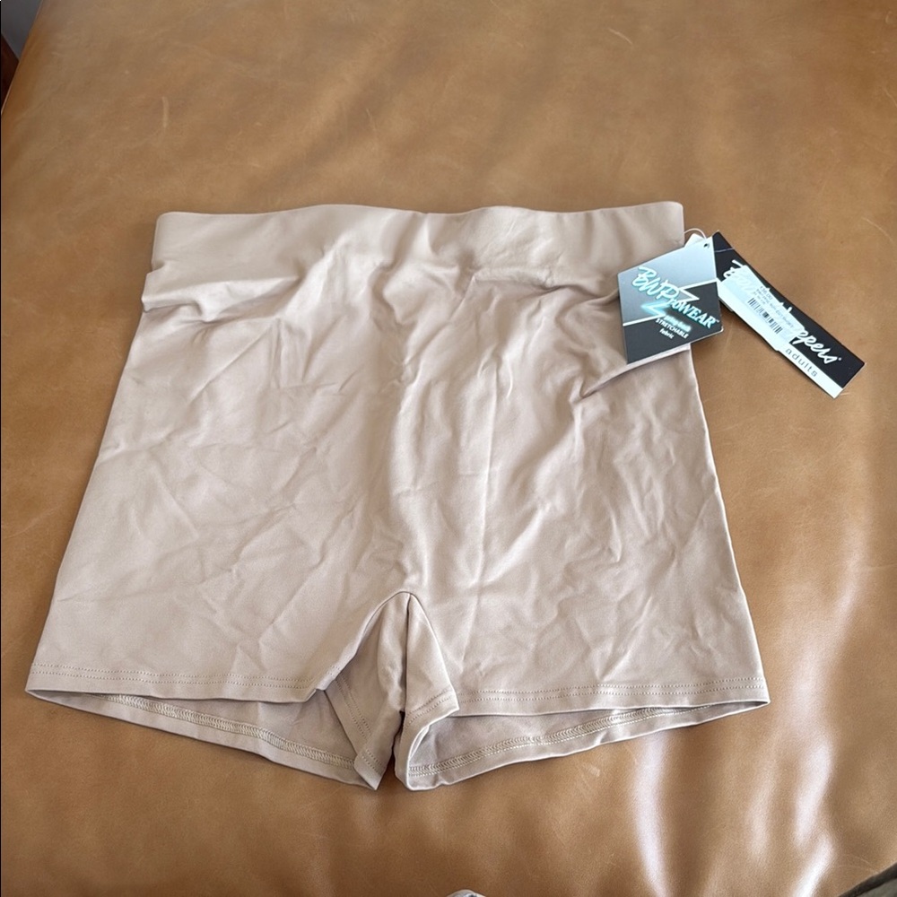 Body Wrappers High-Waisted Boy Cut Tan Shorts